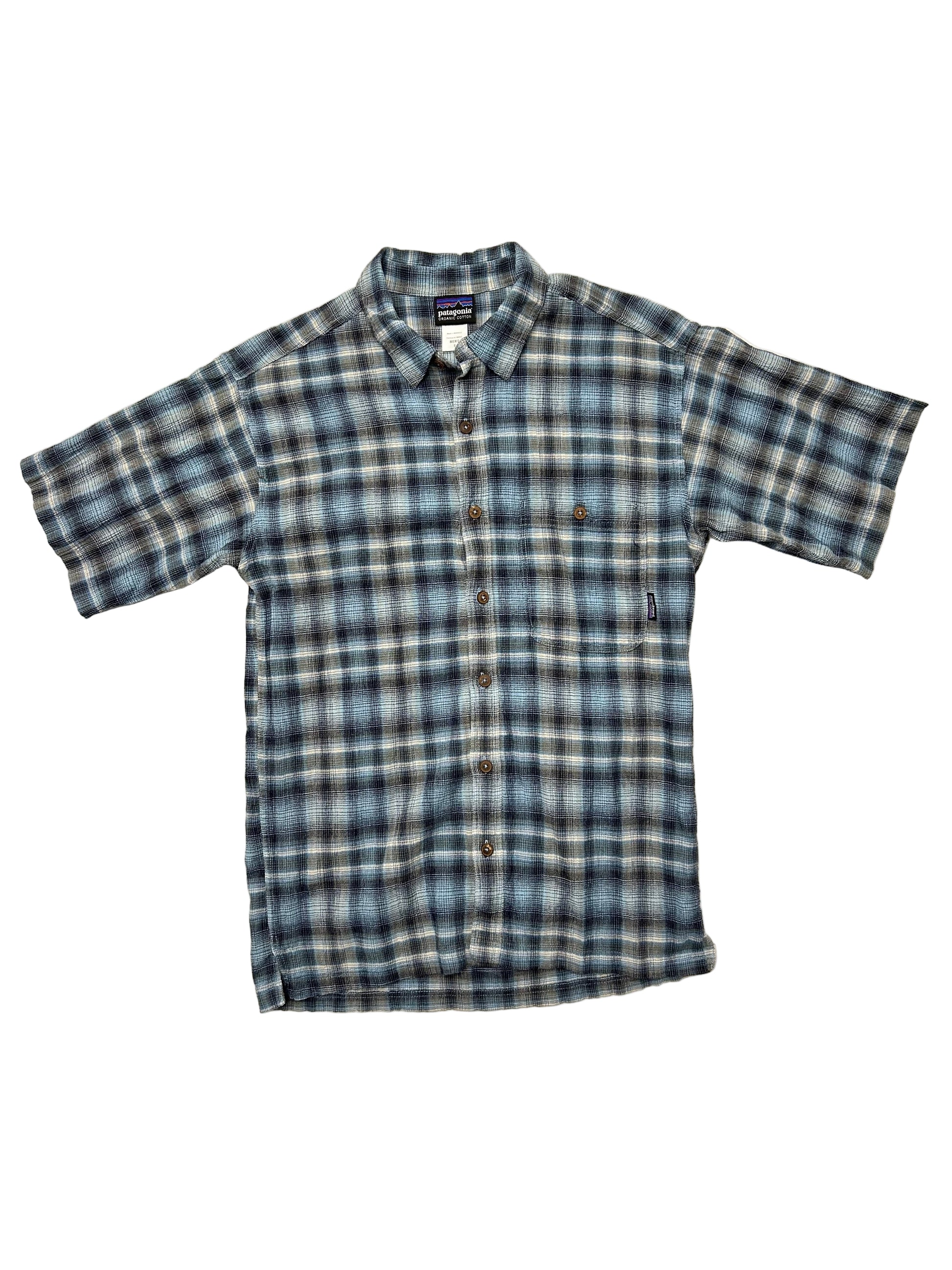 Plaid shirt with short sleeves on a white background